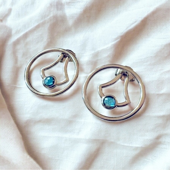 VTG | Designer Blue Topaz Sterling Silver Earrings - Picture 1 of 11